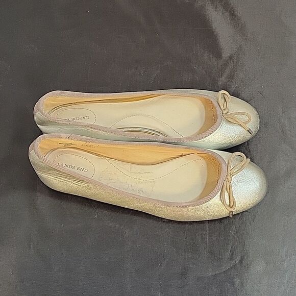 BRAND NEW LANDS'END SLIP ON SILVER METALLIC BALLERINAS FLAT SHOE - Picture 5 of 15